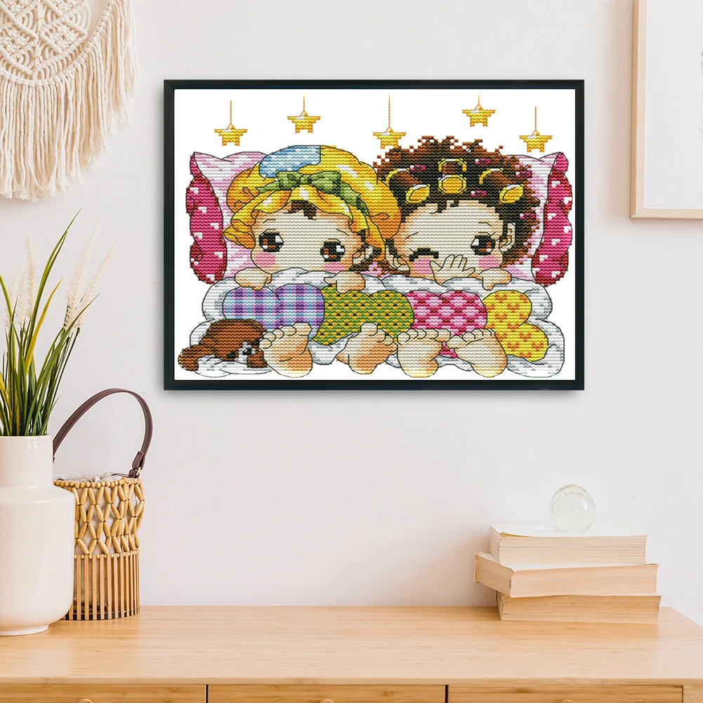 14CT Stamped Cross Stitch - Sleep in Row(Canvas|23*21CM)