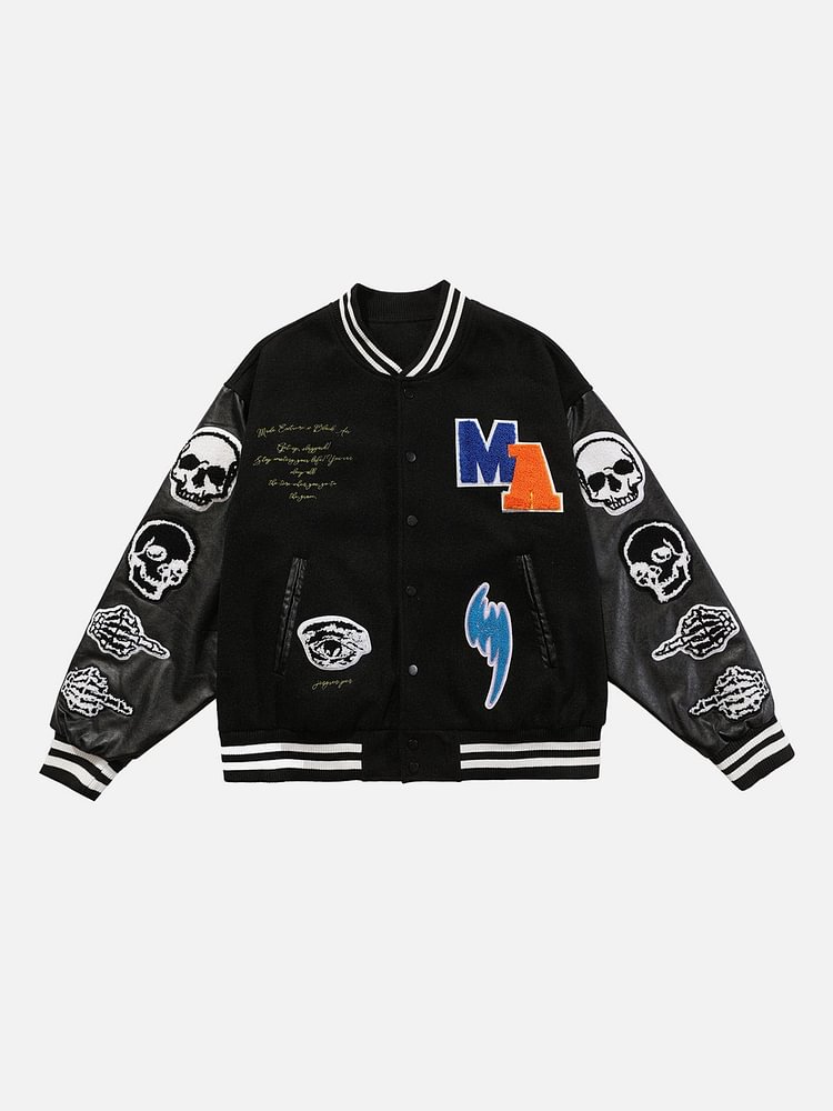 Death Embroidery Varsity Jacket