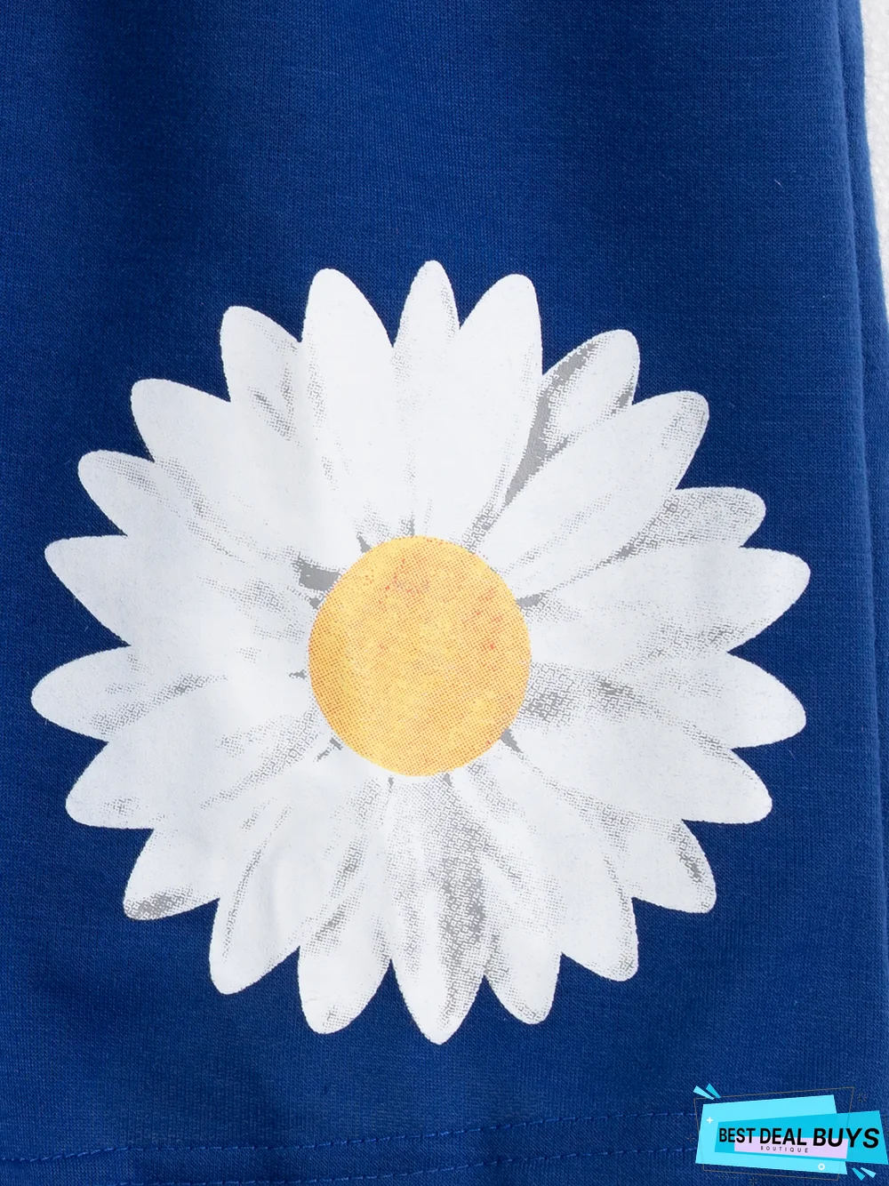 Casual knitted drawstring daisy print shorts