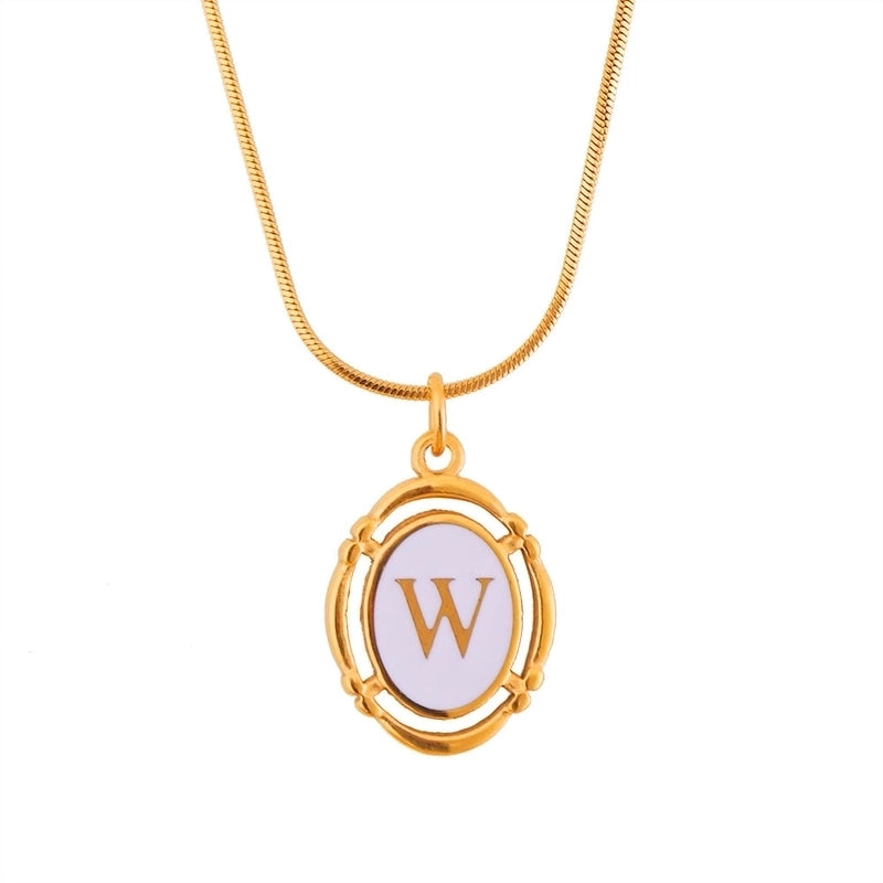 Stainless Steel Classic Style Stoving Varnish Plating Letter Pendant Necklace