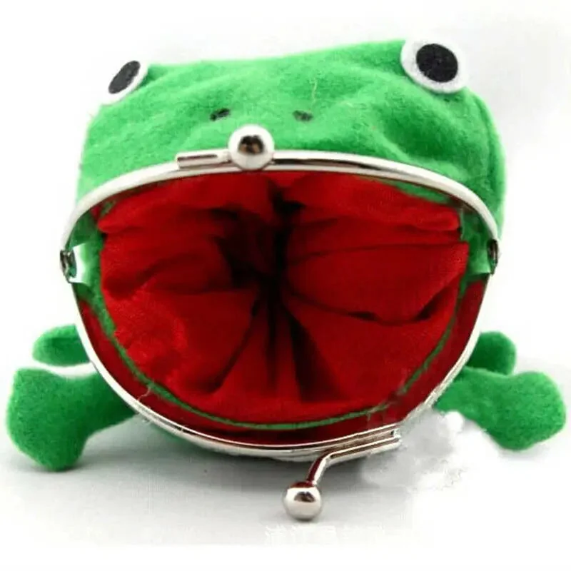 Huiketi Cartoon Frog Coin Holder Purse Wallet Shape Fluff Clutch Cosplay Green Mini Purse Pouch new hot