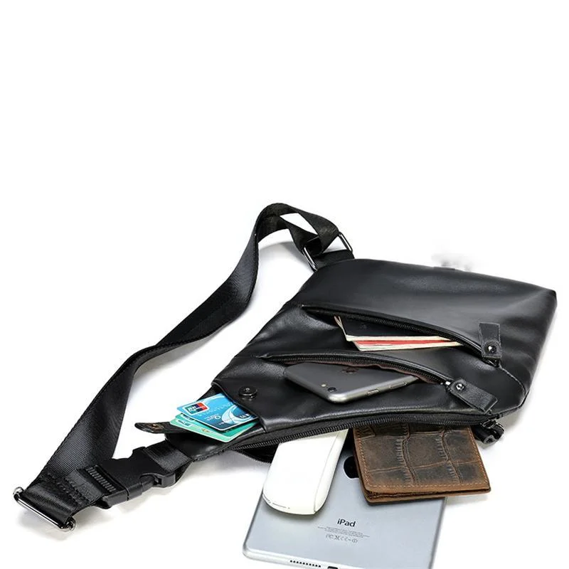 Fashion Chest Bag Leisure Outdoor Sports Cycling Leather Ultra-Thin Crossbody Bag