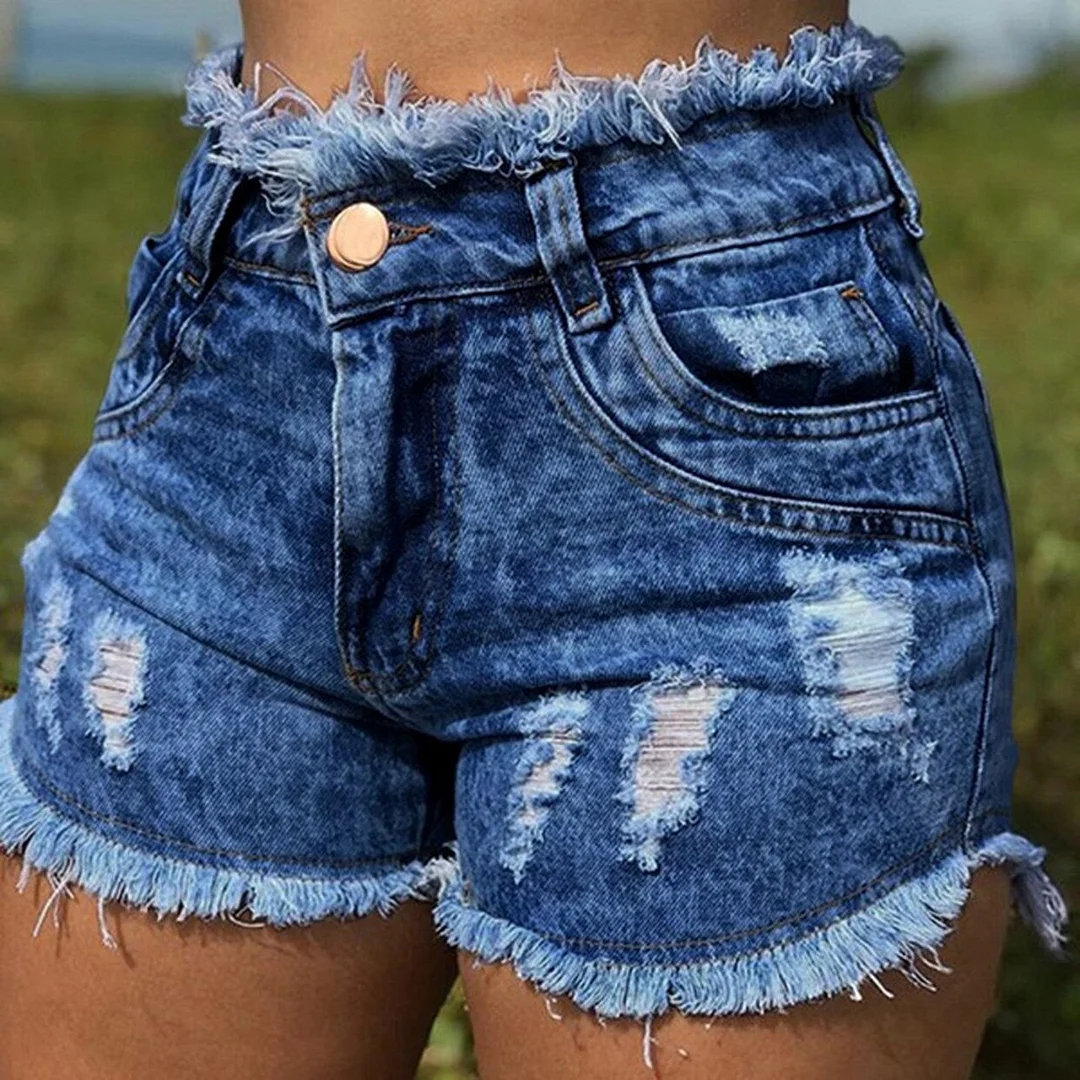 Graduation Gifts 2023 summer new fashion trend ripped fringed women's denim shorts jeans for women