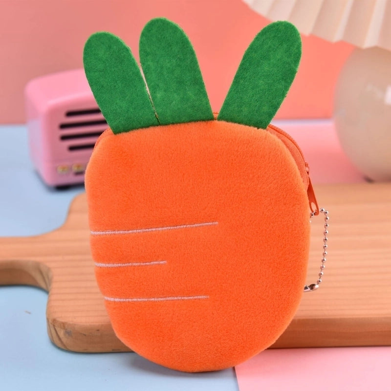 Unisex Fruit Plush Zipper Kids Wallets