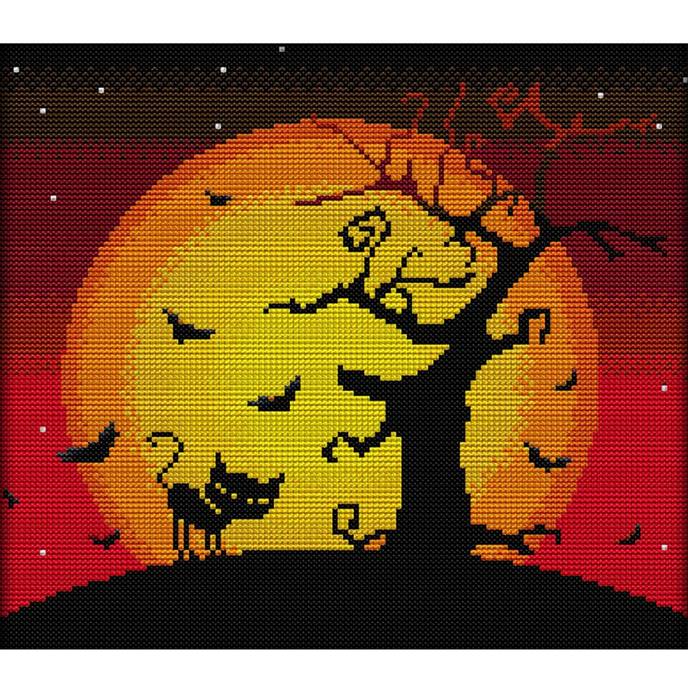 14CT Full Stamped Cross Stitch - Halloween(Canvas|31*29CM)