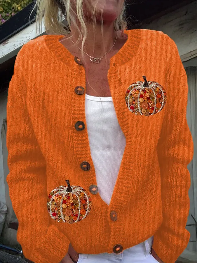 Women's Fall Print Sweater Cardigan 