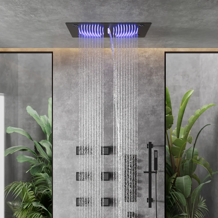 Dual LED Music Shower System with Adjustable Spray Heads SFS-1053-BK