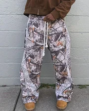 Dabasmedia Street New Fashion Leaves Camouflage Functional Tactical Functional Pants Men And Women Y2K Harajuku Casual Sweatpants Overalls