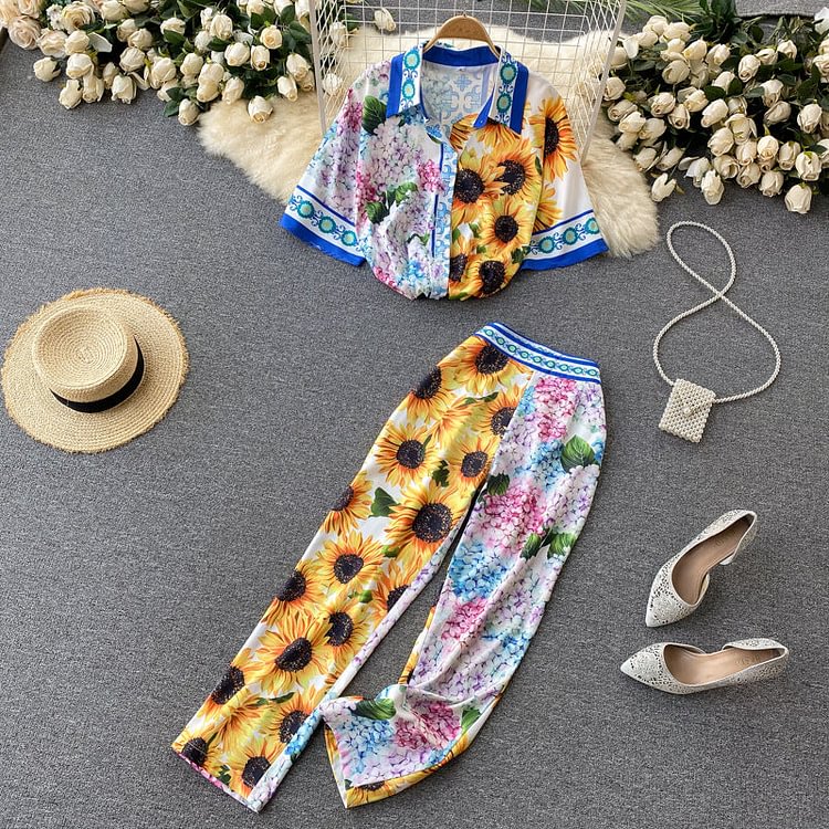 Flaxmaker Blossom Color Block Two Piece Set