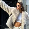 Women's Winter Elegant Fluffy Fur Warm Soft Down Coat Jacket