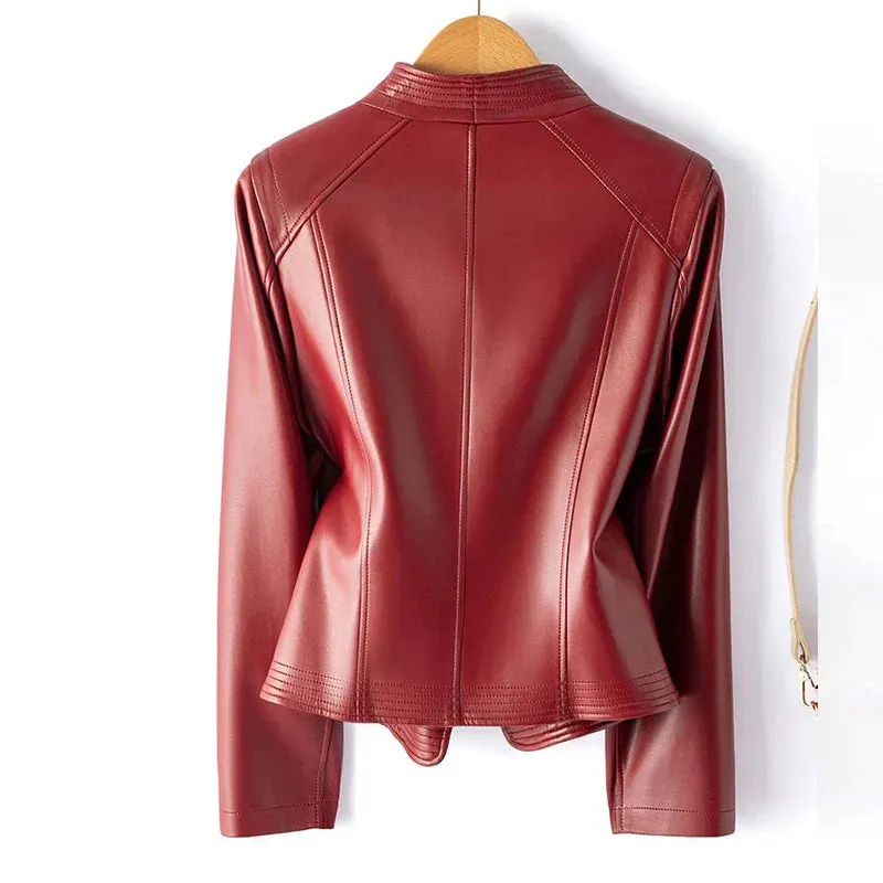 Women's Leather Moto Jacket &ndash; Asymmetric Zip Sheepskin Biker &ndash; view 2