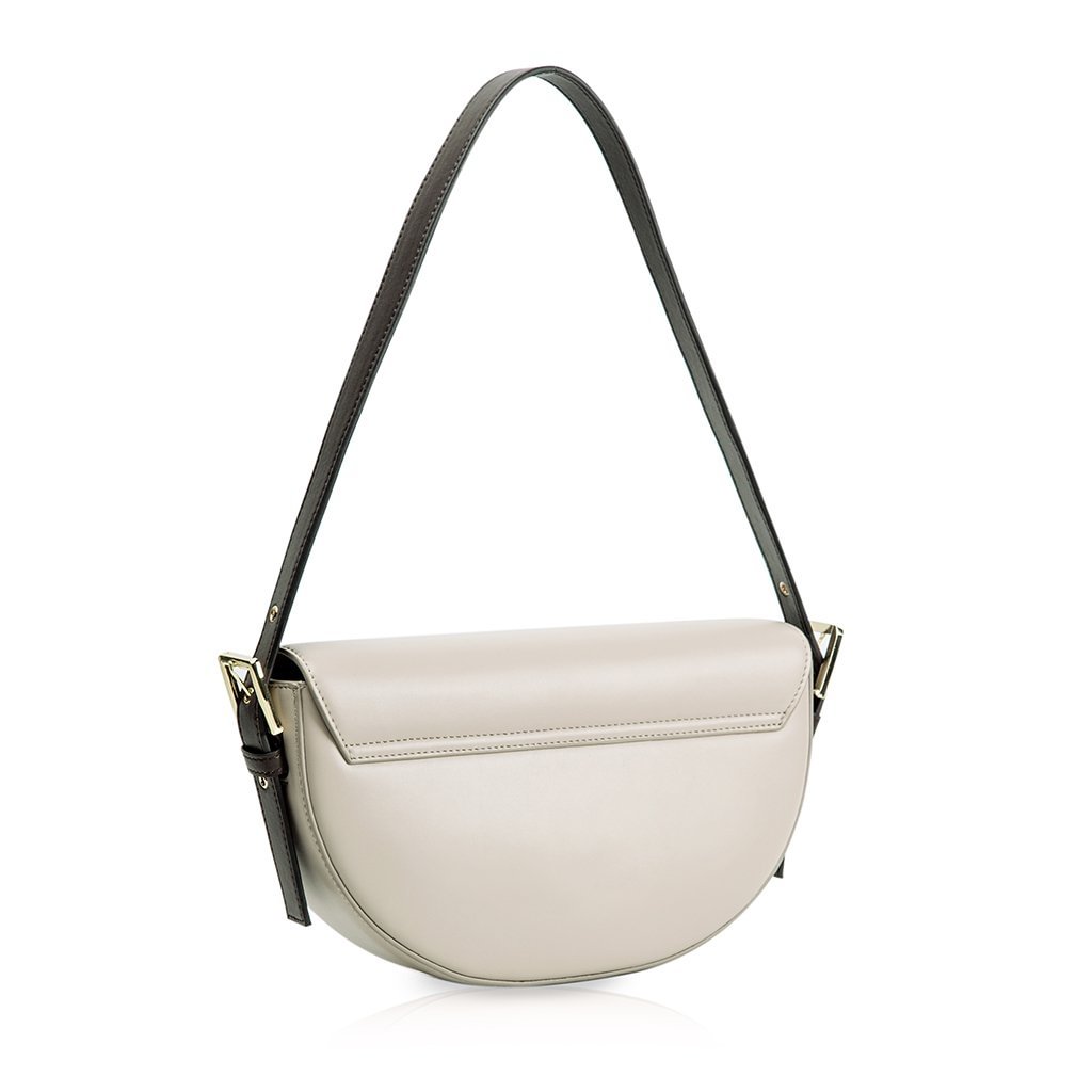 white ruched baguette bag