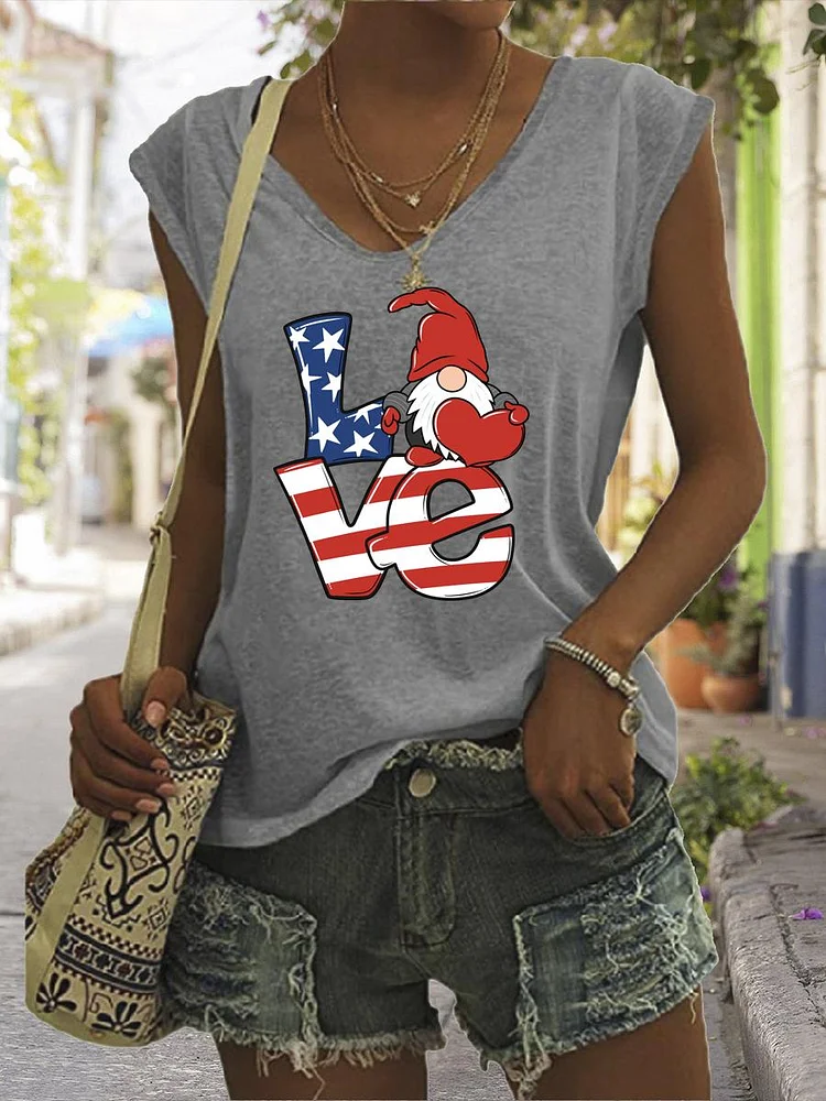 Love Independence Day Dwarf V Neck T-shirt Tees-014114