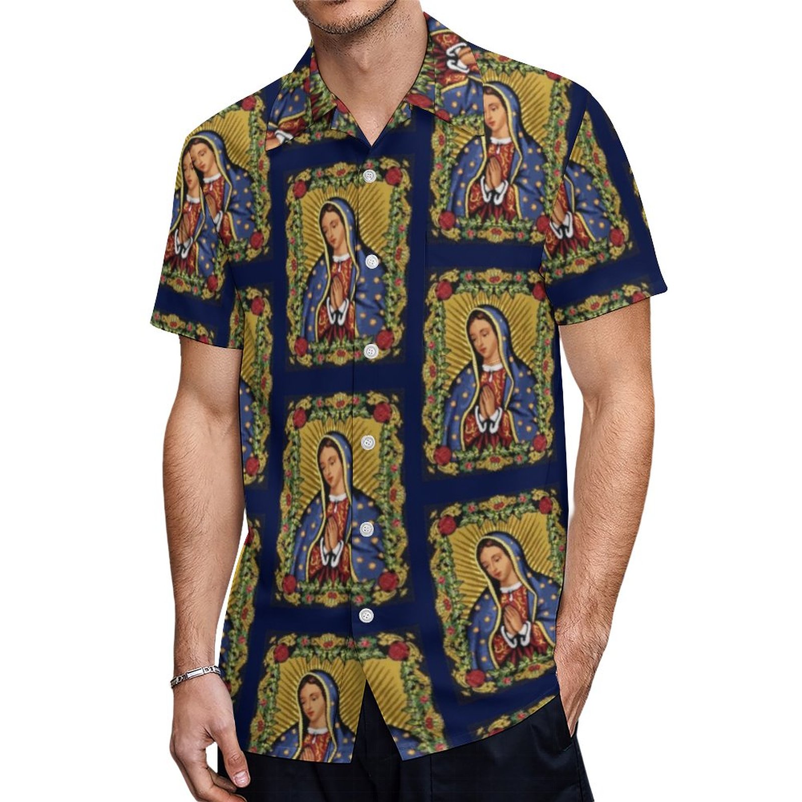 Our Lady Of Guadalupe Pretty Southwest Hawaiian Shirt Mens Button Down Plus Size Tropical Hawaii Beach Shirts