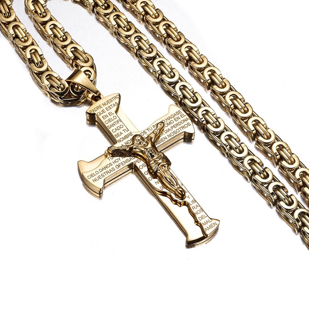6mm Byzantine Chain Crucifix Pendant-VESSFUL