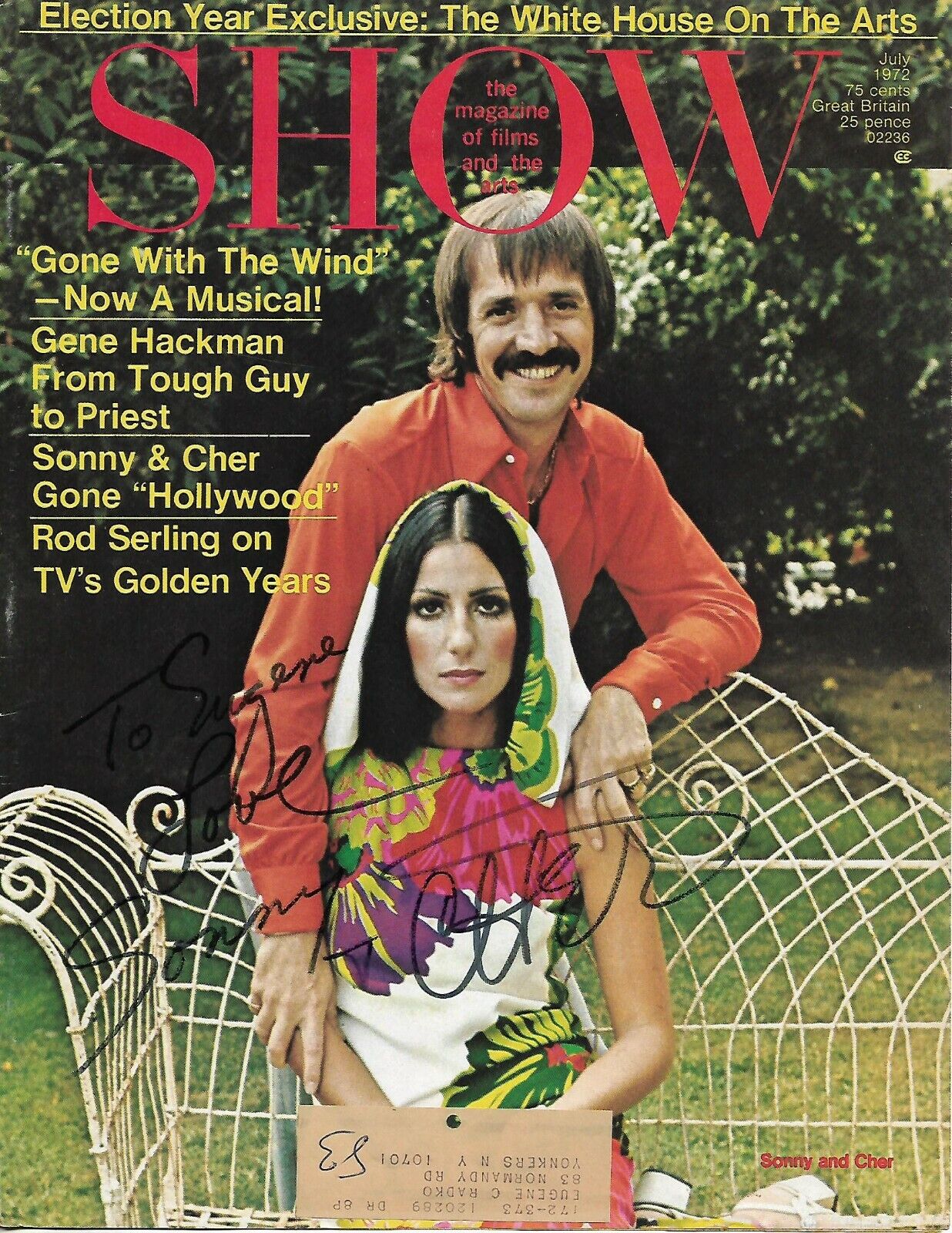 Sonny & Cher Autographed 1972 Signed Magazine Cover COA