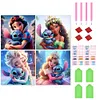 4-Piece Set - Stitch And Disney Princesses Series-Full Round Diamond Painting 30*30CM