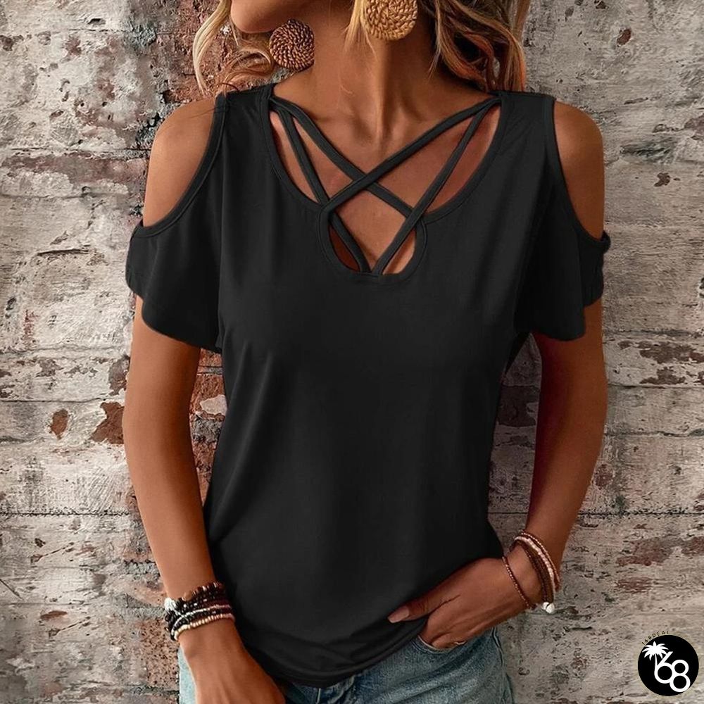 Black Short Sleeve Plain Top | 168DEAL