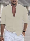 Men's Shirt Linen Shirt Solid Color Plain Collar Maroon Black White Pink Army Green Street Daily Long Sleeve Clothing Apparel Fashion Lightweight Casual Comfortable