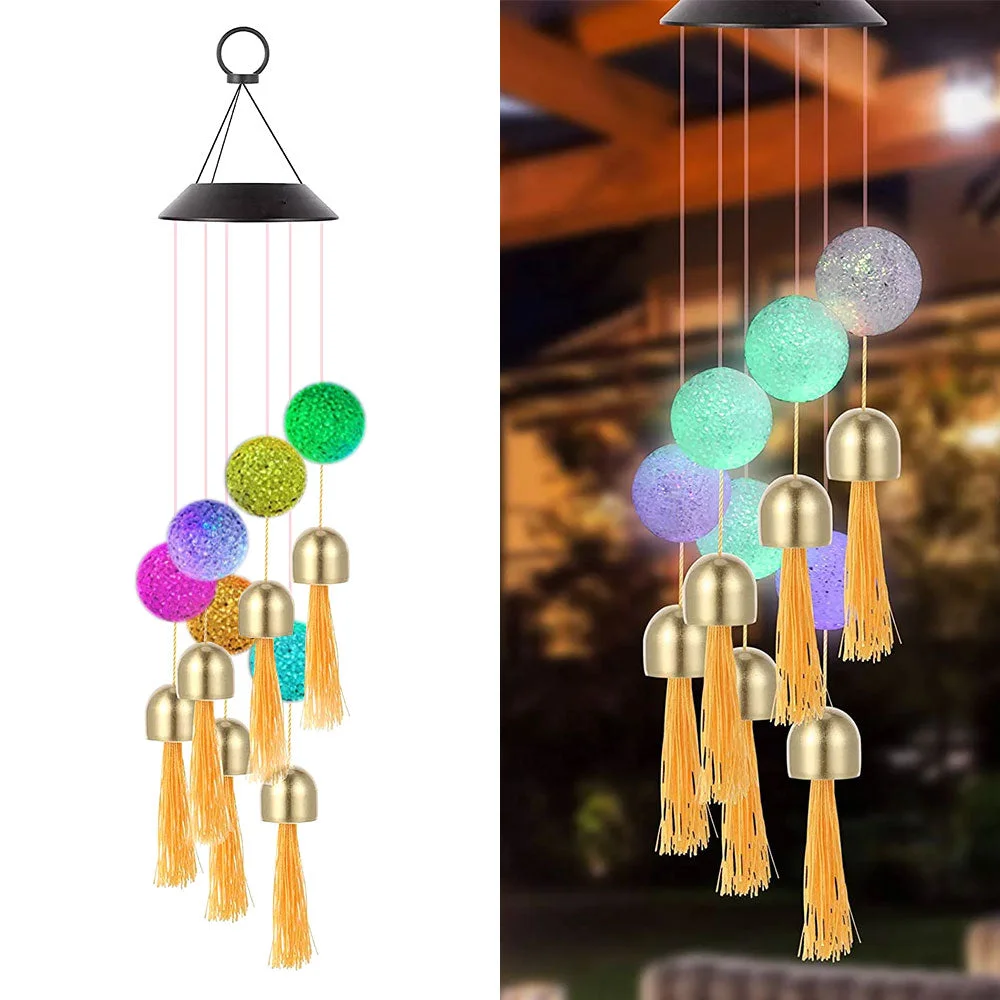 Solar Butterfly Wind Chime Night Light Outdoor Garden Decor