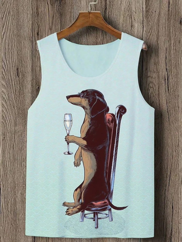 Men's Dachshund On Holiday In Hawaii Art Print Tank Top