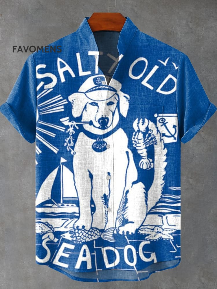 Sea Dog Vintage Print Casual 100% Cotton Shirt Multicolor / S
