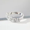 14K White Gold 5-Stone Round Diamond Cocktail Ring with Smooth Ring Cut Design