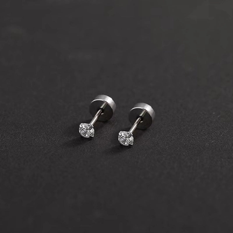 1 Pair Elegant Round Inlay 304 Stainless Steel Zircon 18K Gold Plated Stainless Steel Earrings