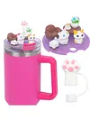 Cat Lid Accessories Charms with Straw Cover for Stanley 40oz Tumbler with Handle
