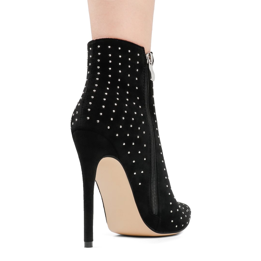 100mm/120mm Women's Closed Pointed Toe Heels Stilettos Ankle Boots Suede Shoes-MERUMOTE