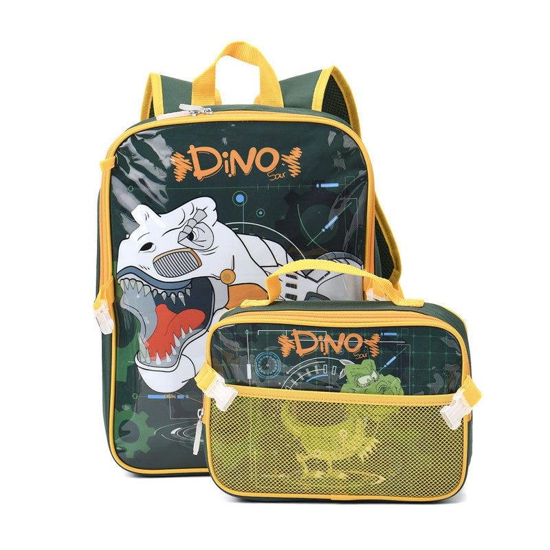 Dinosaur School Backpack with Detachable Lunch Bag Lightweight Bag 14 inches for Boys Girls