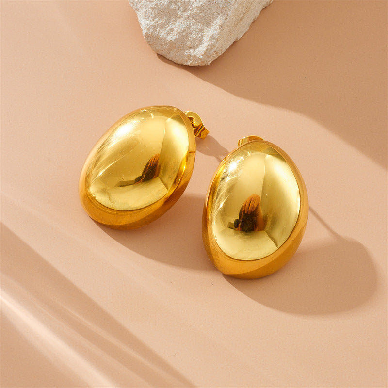 Simple And Cool Style Thread Rotating Circular Geometric Leaf Flower Stainless Steel Personality Smooth Earrings