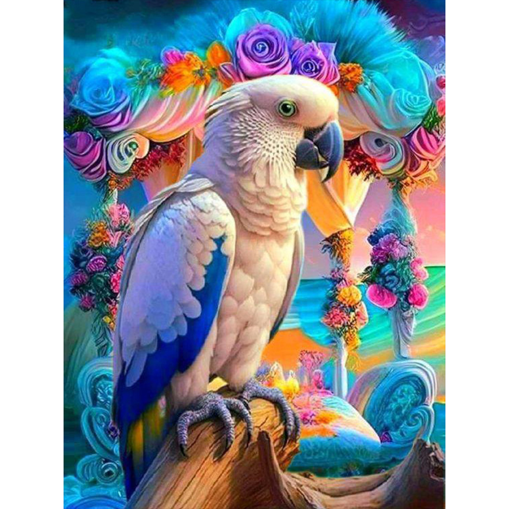 Full Diamond Flower Parrot 30*40cm(picture) full round drill diamond painting with 9 colors of AB drill