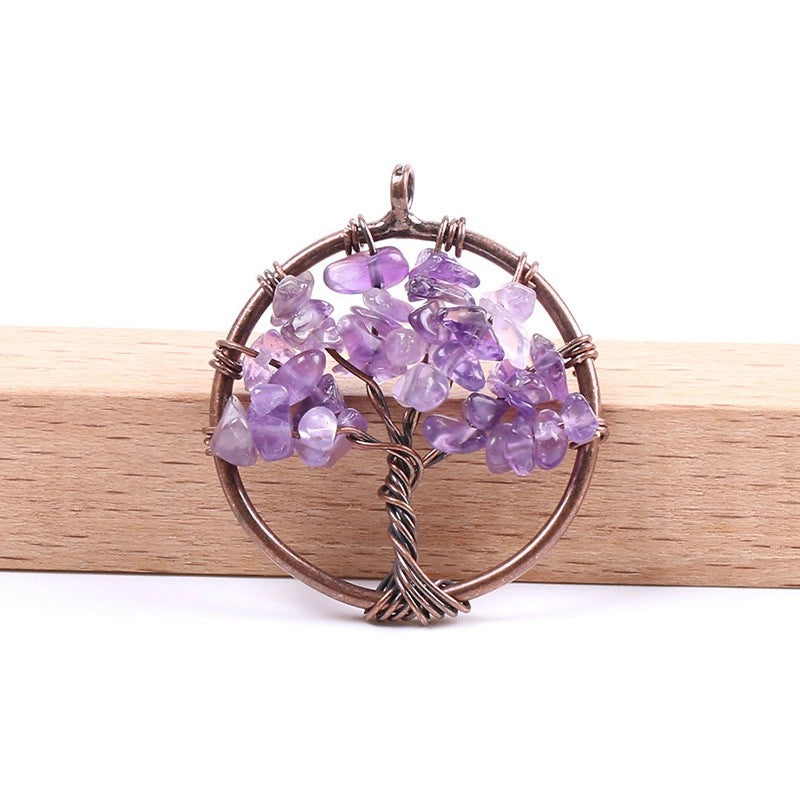 1 Piece Natural Stone Copper Life Tree Pendant