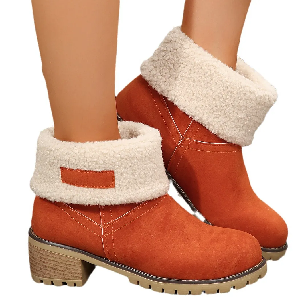 Yyvonne Short Boots Women's Boots Thick And High Heel Snow Boots Large Cotton Boots