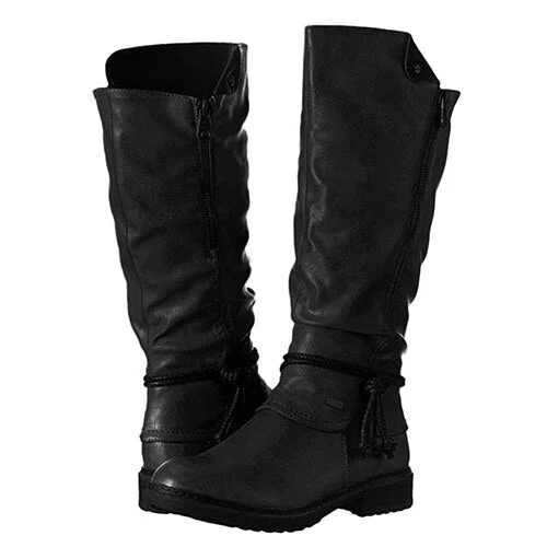 Women Mid-calf Boots Women's Zip High Boots Woman Keep Warm Low Heels Ladies Comfort Shoes Western Boots Female Drop Shipping