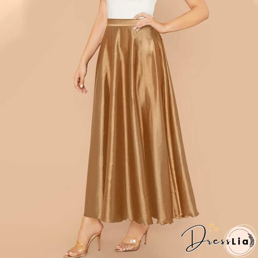 Women Umbrella Long Skirt Swing Dress High Waist Party Elegant Casual A Line Maxi Skirt Plus Size