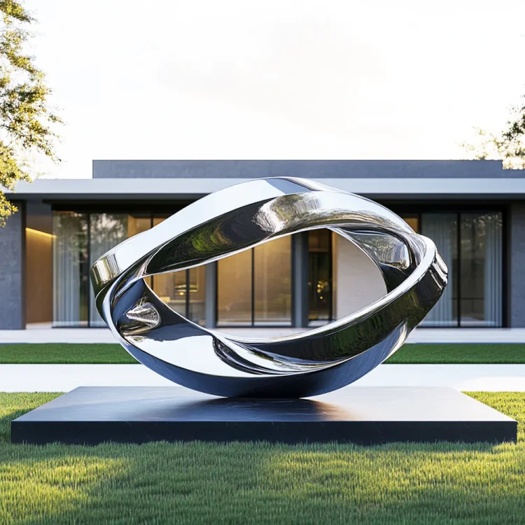 Modern Interlock Stainless Steel Sculpture Custom Abstract Outdoor Metal Art Sculpture for Contemporary Landscapes