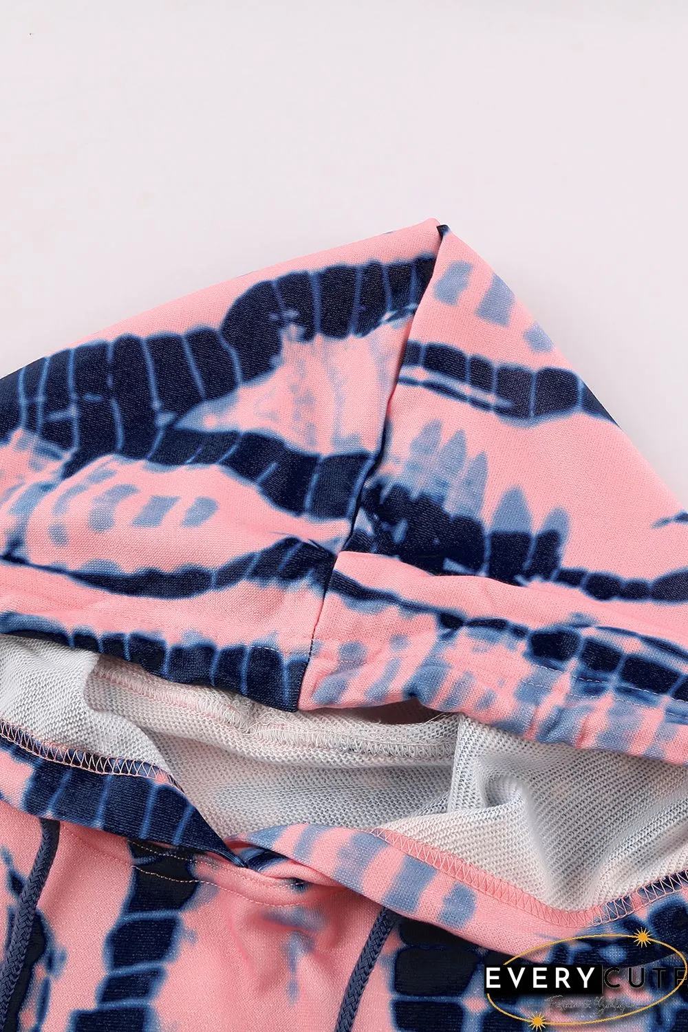Pink Tie-dye Print Pullover Hoodie