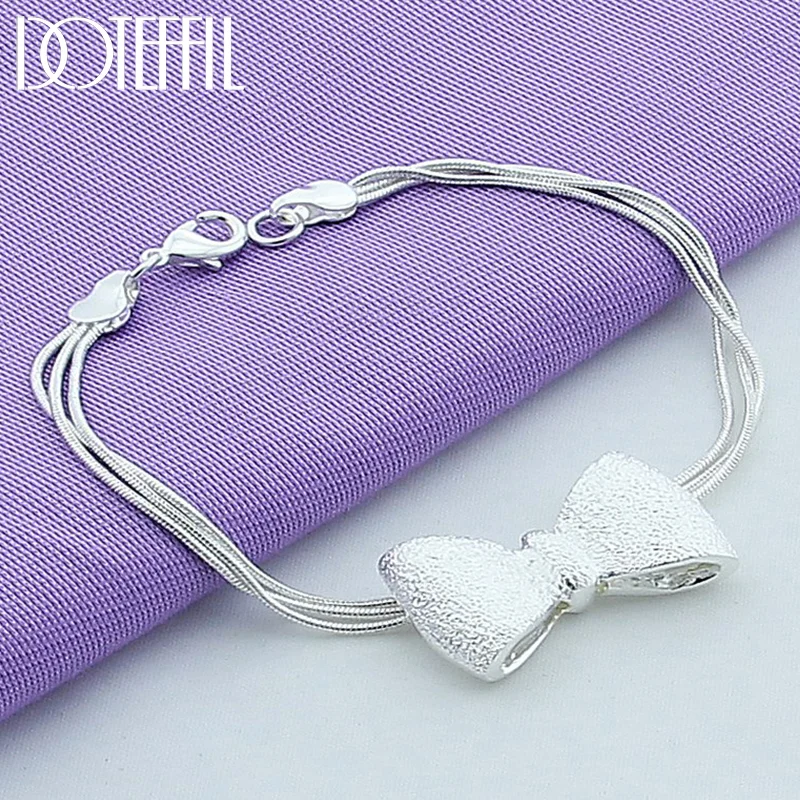 DOTEFFIL 925 Sterling Silver Bow-knot Bracelet For Woman Jewelry