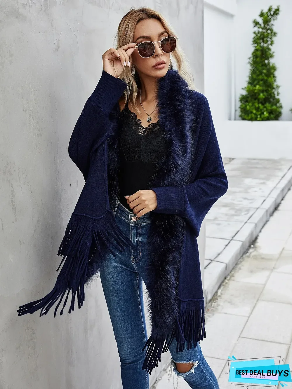 Autumn and Winter New Wool Collar Shawl Cardigan Coat