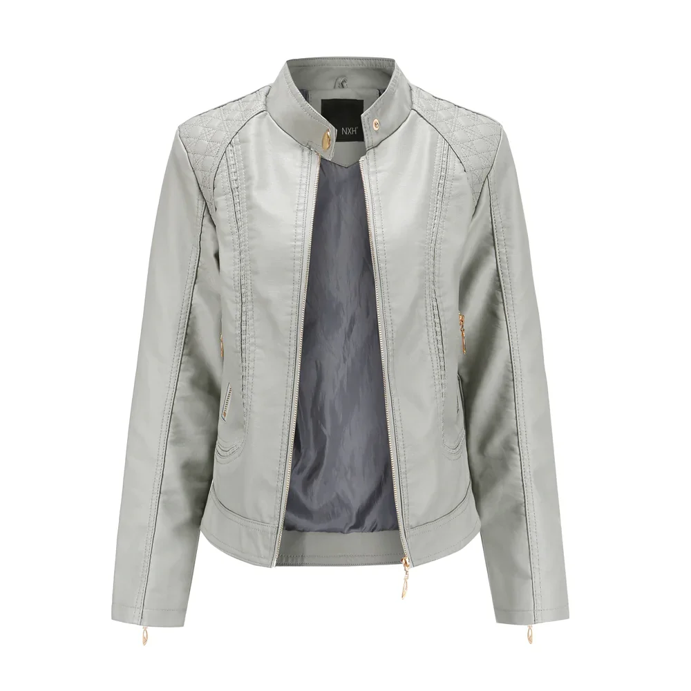 Leather Slim Collar Jacket For Women