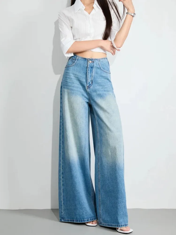 Light Gradient Wide-Leg Jeans