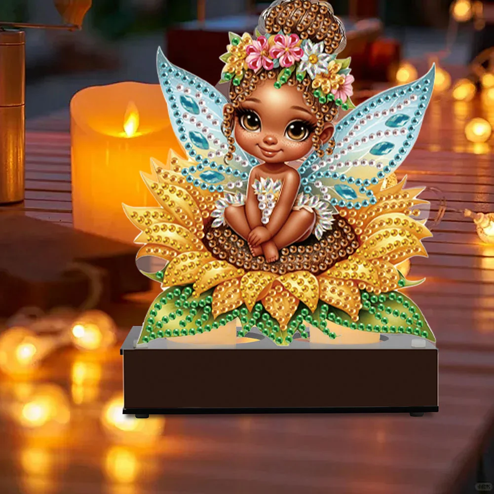 5D DIY Flower Fairy Diamond Art Mini Candle Holder for Aromatherapy Art Crafts