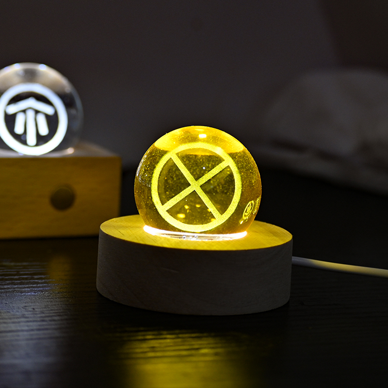 Rain World Karma 3D Crystal Ball Night Light Set Customized text | Levels 1&ndash;5 & 10 | 40mm Crystal Sphere | Dimmable Touch Base