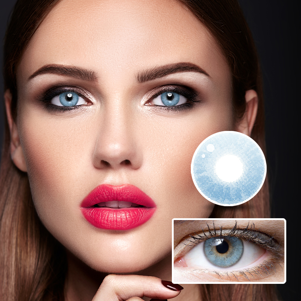 4D High-Gloss Blue Yearly Colored Contacts Non Prescription Colored  Contacts Lenses Light Blue Contacts Sky Blue Contact Lenses NEBULALENS