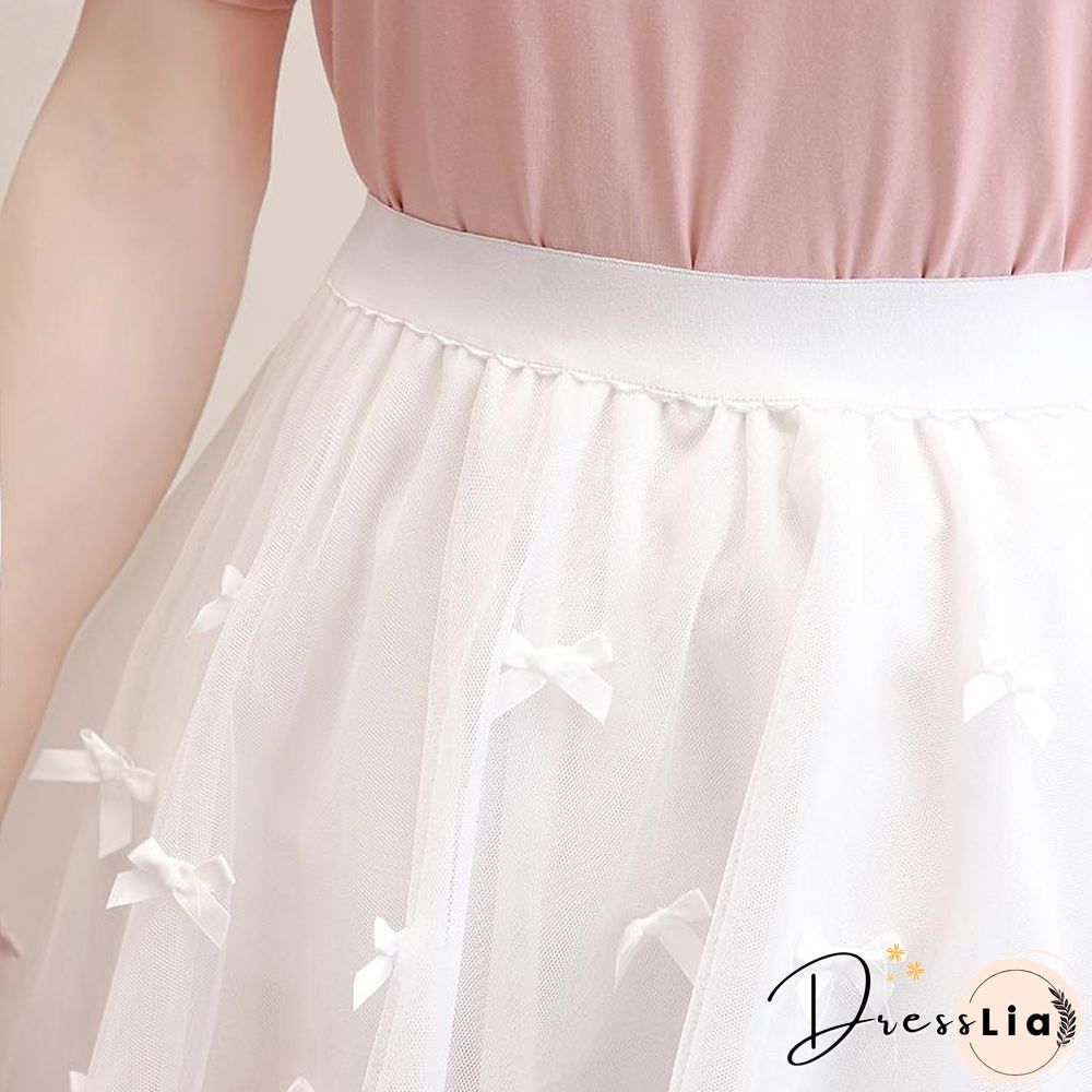 Sweet Bowknot Tee+Mesh Skirt P15738