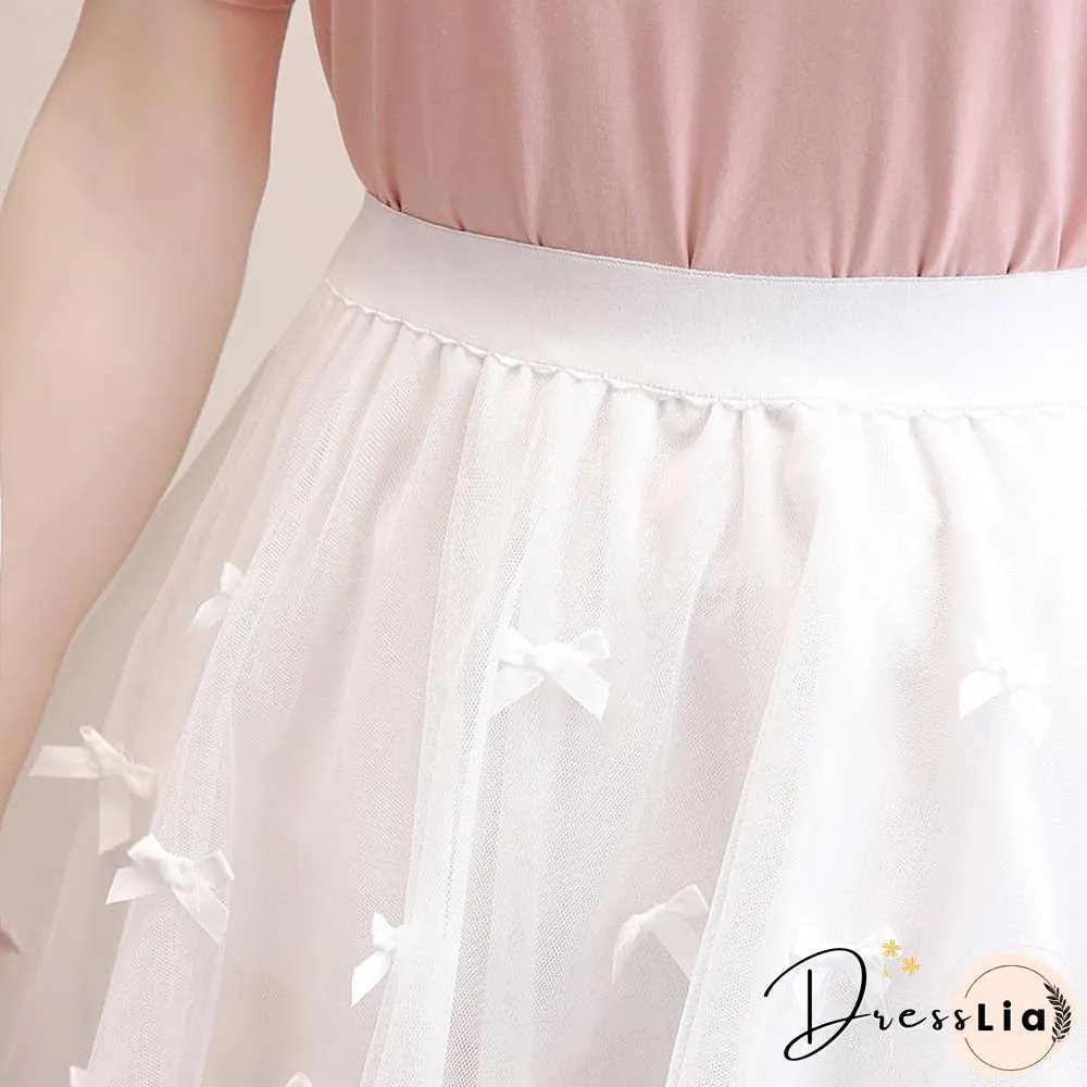 Sweet Bowknot Tee+Mesh Skirt P15738