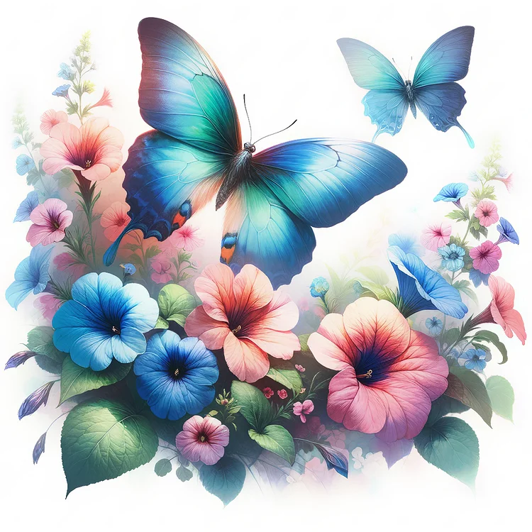 Butterfly On Flower Bush 30*30CM (Canvas) Full Round Drill Diamond Painting gbfke