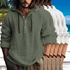 Gioiacombo&trade; Camicia da uomo a maniche lunghe in cotone e lino con cappuccio